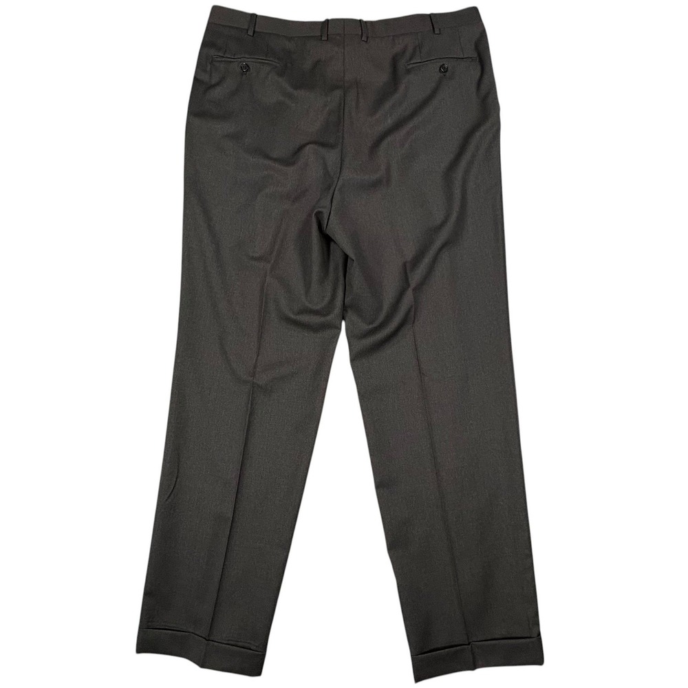 Canali Wool Dress Trousers Pants Mens 40x33 Charcoal Gray Pleated Cuffed Italy
